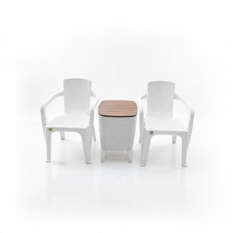 Set de Balcon - 2 Sillas Apariencia Rattan Con Mesa Hielera Cooler - Muebles Dummi