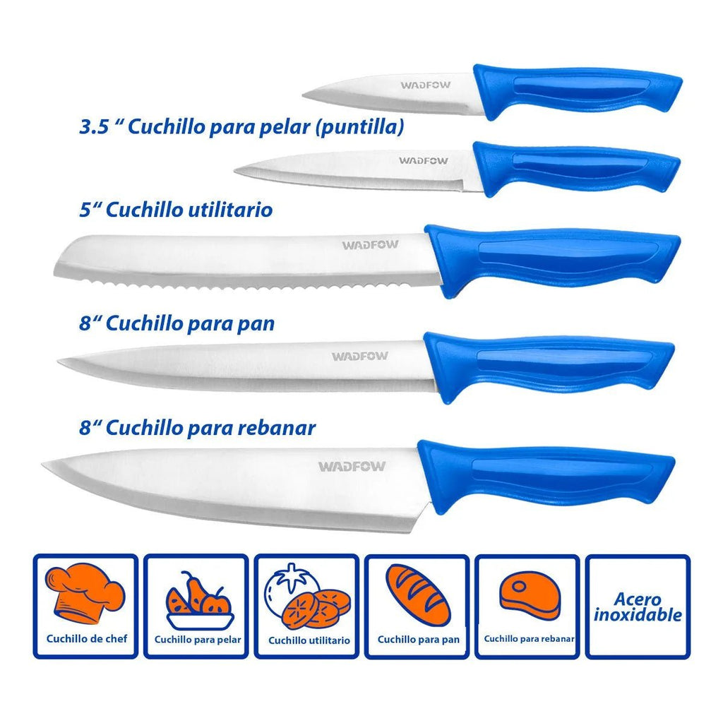 Set de Cuchillos 5 piezas en Acero Inoxidable - Muebles Dummi