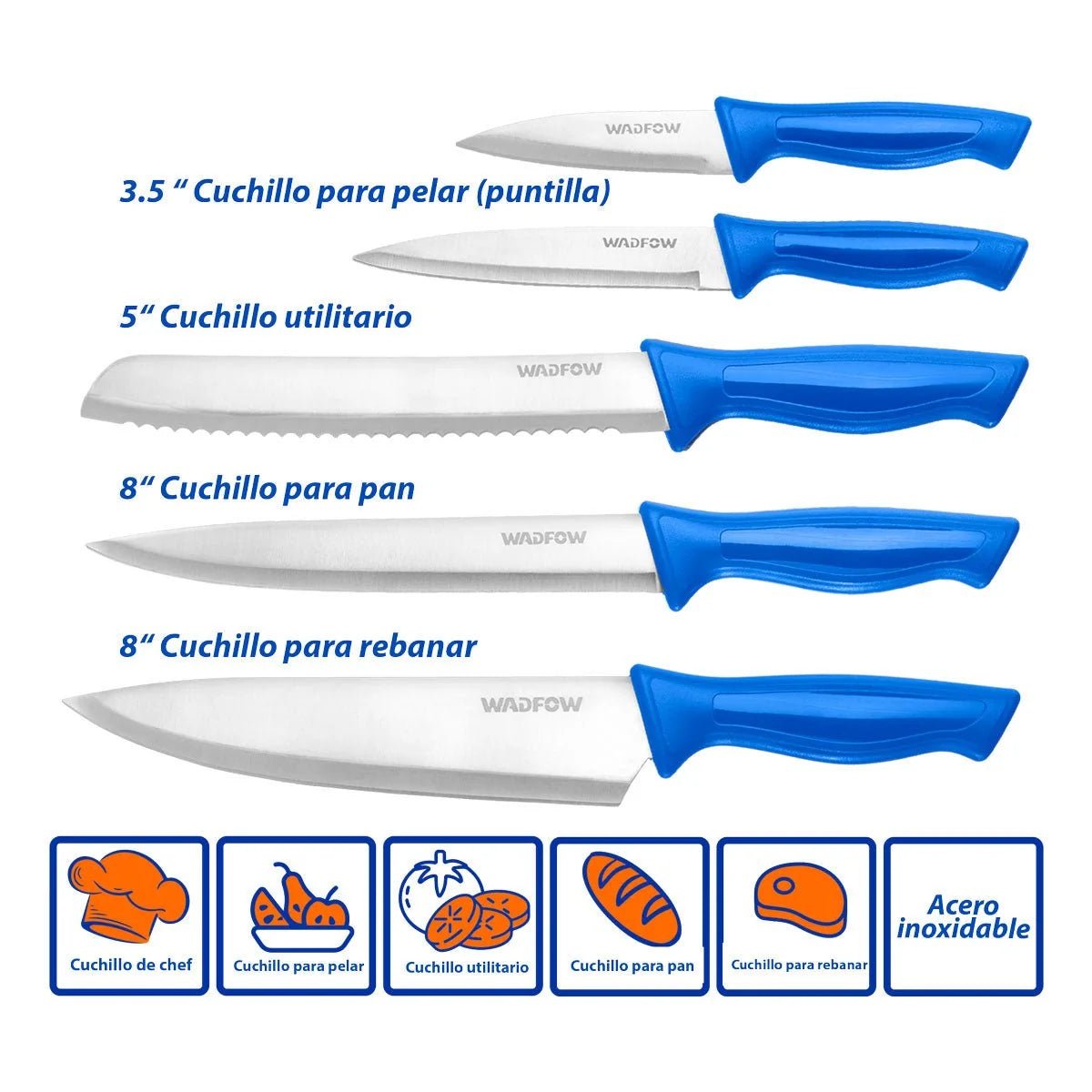 Set de Cuchillos 5 piezas en Acero Inoxidable - Muebles Dummi