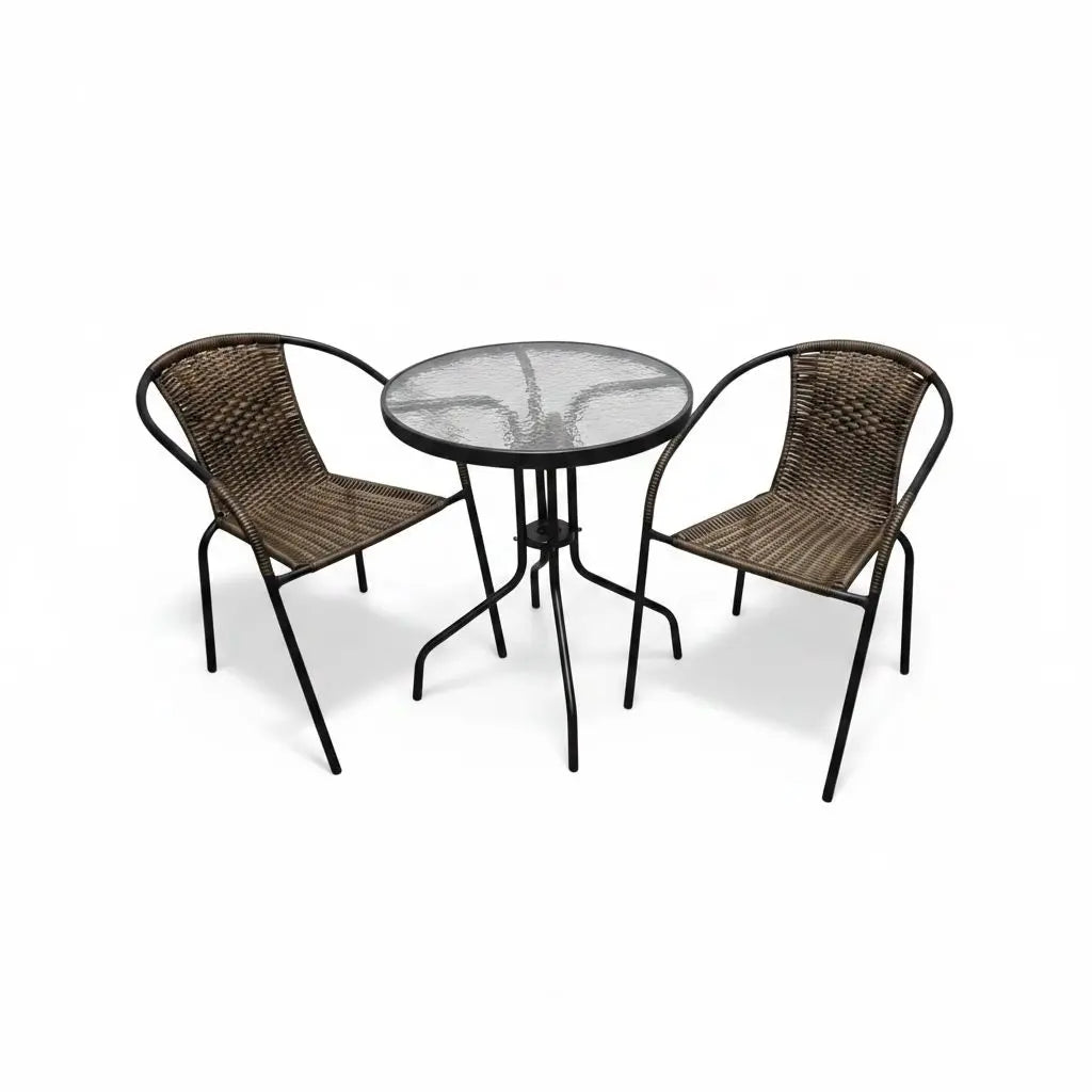 Set de Exterior Apariencia Rattan - 2 Sillas Con Mesa - Muebles Dummi