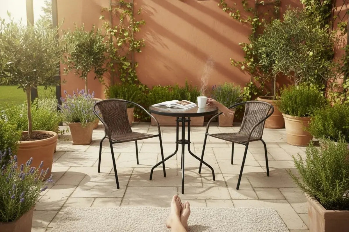 Set de Exterior Apariencia Rattan - 2 Sillas Con Mesa - Muebles Dummi