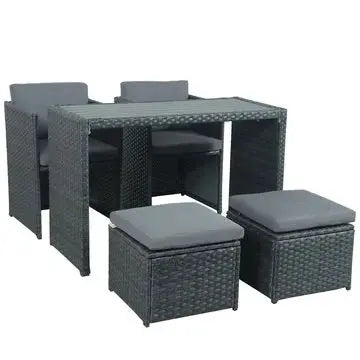 Set de Lujo Para Exterior - Parasol Con Set de 4 Puestos - Muebles Dummi
