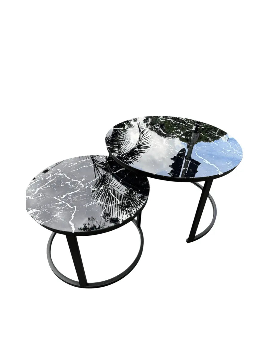 Set De Mesa Redonda en Vidrio Doble - Mesa Duo - Muebles Dummi