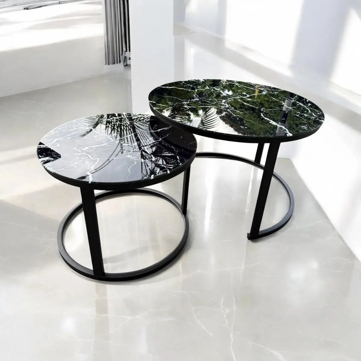 Set De Mesa Redonda en Vidrio Doble - Mesa Duo - Muebles Dummi