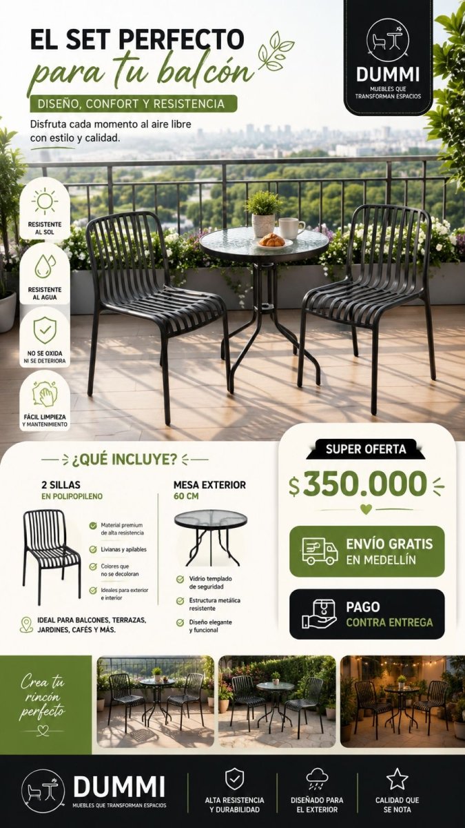 Set Perfecto de Balcon - Dummi - Muebles Dummi