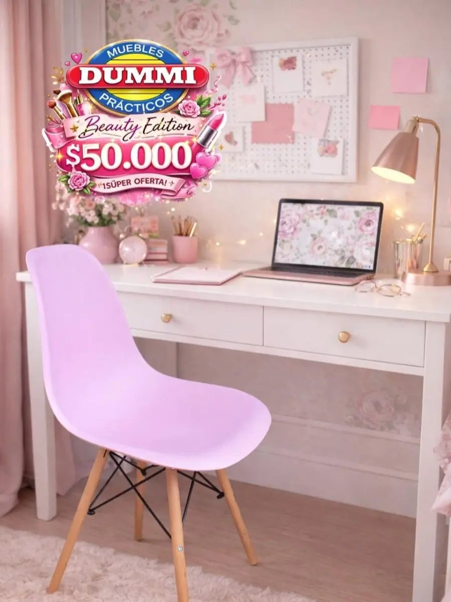Super Oferta! Silla Eames Patas Madera Rosada - Muebles Dummi