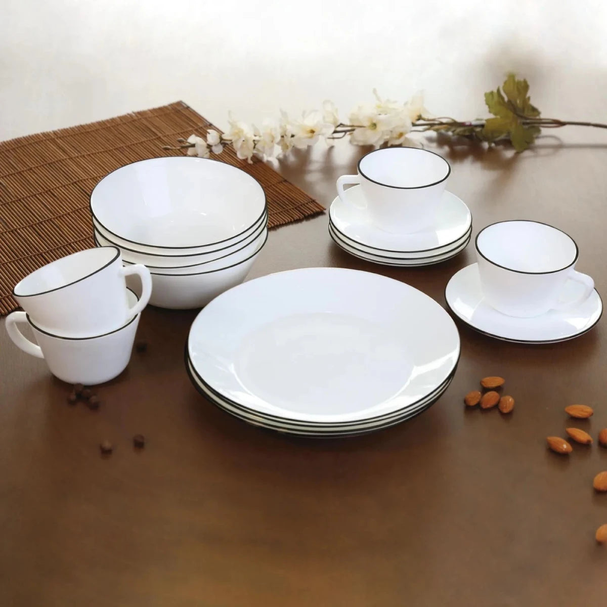 Vajilla de Vitrocerámica Lynes 16 Piezas – 4 Puestos - Muebles Dummi