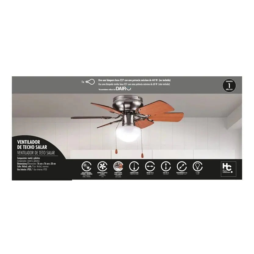 Ventilador de Techo Con Luz 6 Aspas - Muebles Dummi