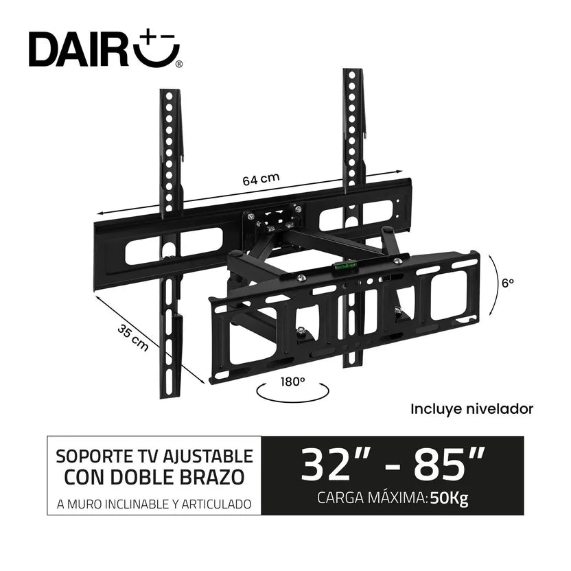 Soporte Tv Ajustable Con Doble Brazo 32