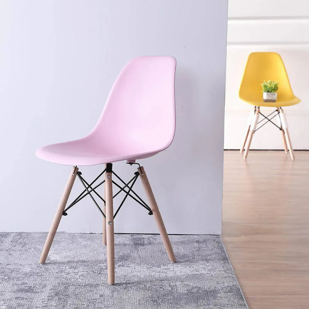 Silla de Comedor Eames Rosado - Patas de Madera