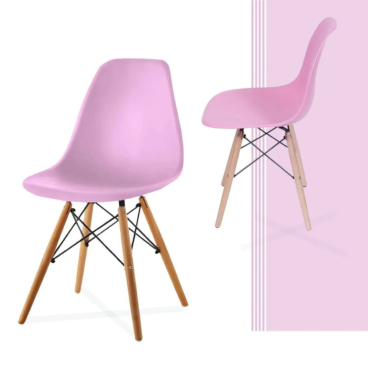 Silla de Comedor Eames Rosado - Patas de Madera
